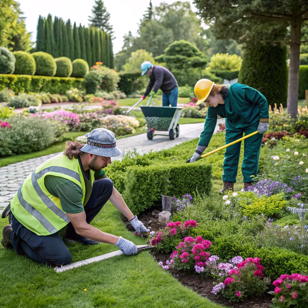 Team of garden design experts at work